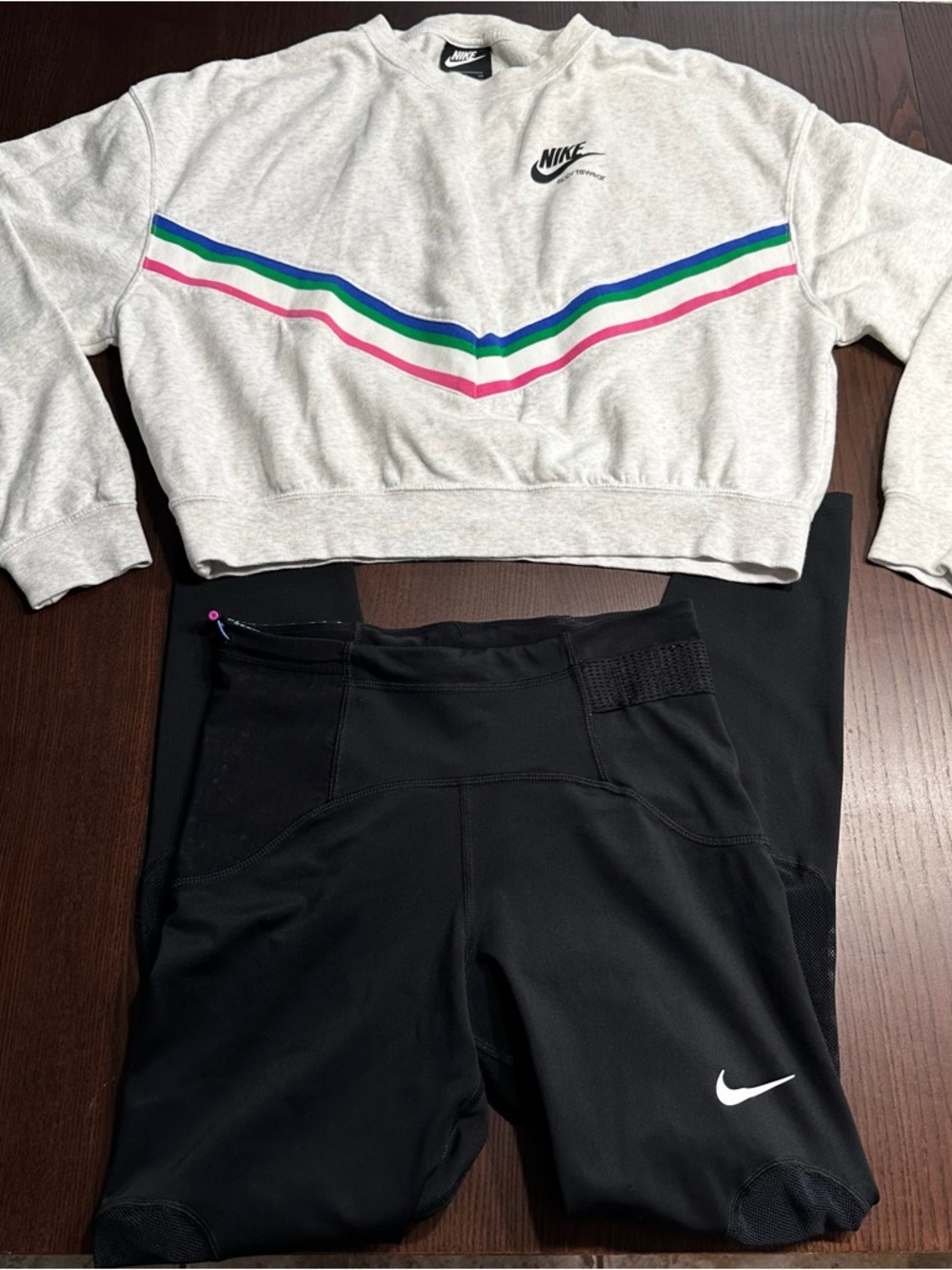 Nike Women’s Small Grey Crewneck Sweatshirt and Black Leggings